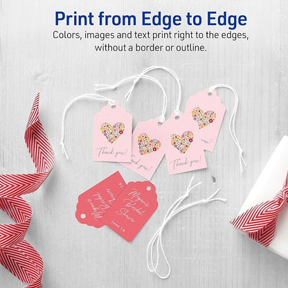 Avery Scalloped Printable Tags, Sure Feed Technology, 2" x 1.25", White, Includes String, Laser/Inkjet Printable, 180 Total, Great for Branding, Gifts, Merchandising, and More (22848)