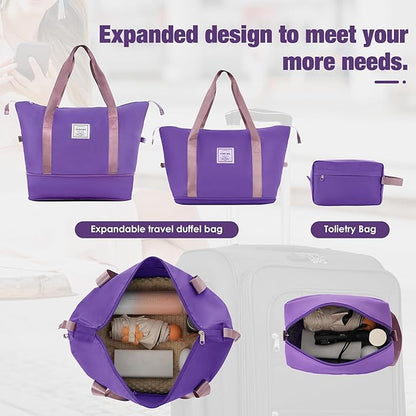 Merax Luggage Set, Softside Suitcase 3 Piece, Expandable Lightweight Luggage Sets with Duffel Bag 22" 26" 30" Suitcase with Wheels TSA Lock,Purple