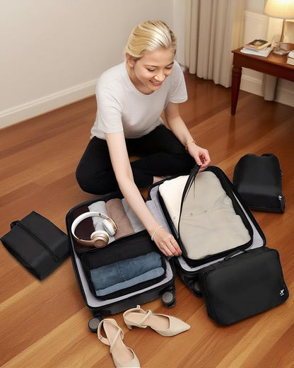 HOTOR Packing Cubes for Suitcases - 8 Pieces, Light Packing Cubes for Travel, Premium Suitcase Organizer Bags Set, Space-Saving Luggage Organizers, Travel Accessories and Essentials, Black