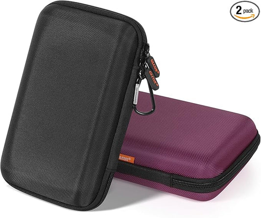 2 Colors Shockproof Hard Shell Carrying Case for GPS, External Hard Drive, Power Bank, Charger, Cable, Heart Monitor, Cell Phone, Electronic Accessories - Larger Capacity Storage Pouch Travel Bag