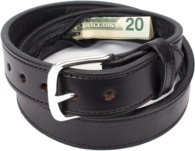 Hidden Money Pocket Travel Leather Belt