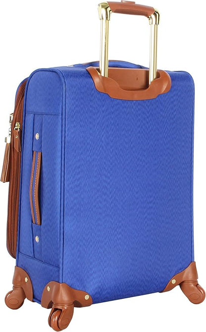 Steve Madden Designer Luggage Collection - Lightweight Softside Expandable Suitcase for Men & Women - Durable 20 Inch Carry On Bag with 4-Rolling Spinner Wheels, Global Blue, 20in, Spinner