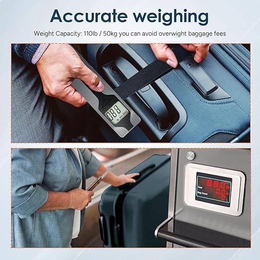 travel inspira Luggage Scale Battery-Free, Travel Essentials, Portable Handheld Suitcase Weight Scale for for Travel Accessories, 110lbs/50kg