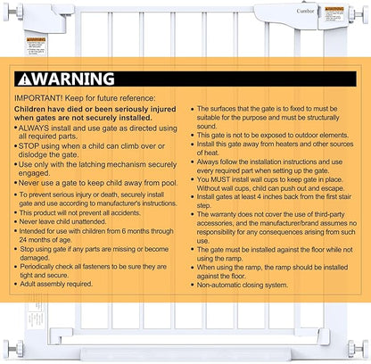 Cumbor 29.7-46" Baby Gate for Stairs, Toddler Safety Essentials for The House, Auto Close Dog Gate for Doorways, Mom's Choice Awards Winner-Easy Install Pressure Mounted Pet Gates for Dogs, White