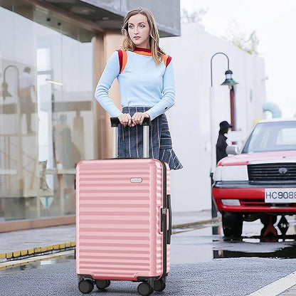 SHOWKOO Luggage Sets 3 Piece Hardside Expandable Suitcase with Double Spinner Wheels Tsa Lock, (Pink, 5 piece set)