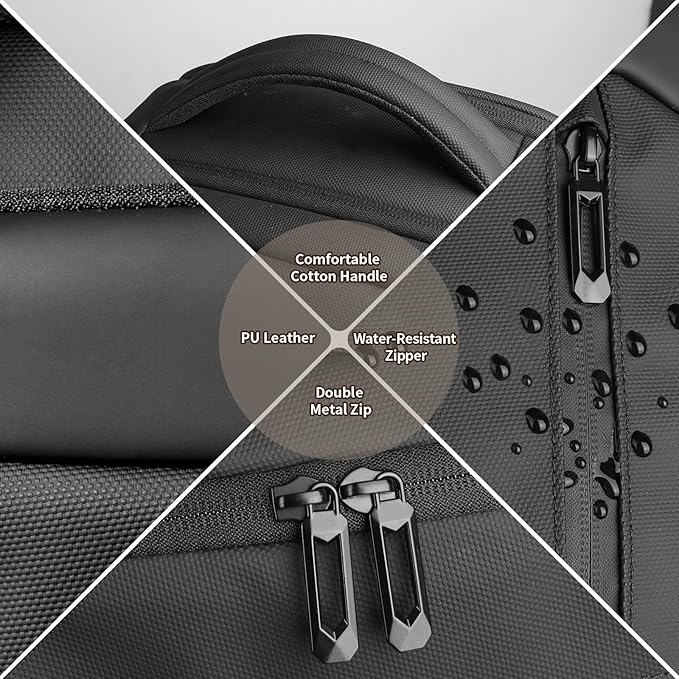 Laptop Backpack for Men, 17 Inch Business Travel Backpack with USB Charging Port, Water Resistant Computer Backpack Bag for Work/Office/Commuter/College-Black