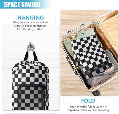 Positive Square Travel Laundry Bag Backpack, Portable with Adjustable Straps, Drawstring Closure & Mesh Pocket - Perfect for College, Apartment & Camping