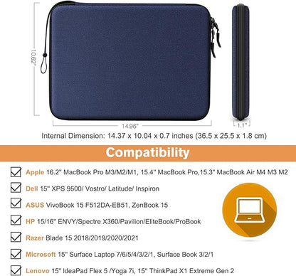 FINPAC Hard Laptop Sleeve Case for 15.3 inch MacBook Air M4 A3241 M3 A3114 M2 A2941 2025 2024, 16.2 inch MacBook Pro M4/M3/M2/M1 Pro/Max, Waterproof Case for Surface Laptop/Book, Navy