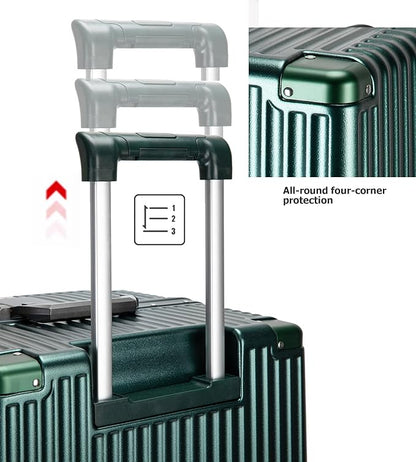 feilario 30in Super Large Captain Aluminum Frame Hardside Spinner Wheels Luggage, Removable Wheels Zipperless Checked Suitcase with Cup Holder/Phone Holder