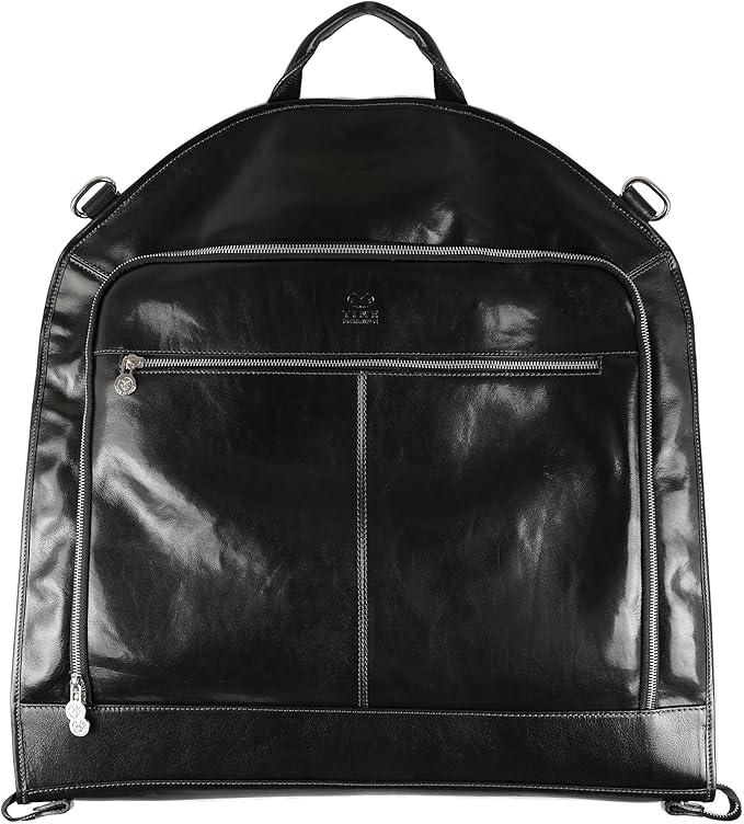 Leather Garment Bag Suit Carrier Slim Carry-on Garment Dress Protection Bag