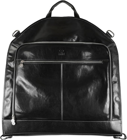 Leather Garment Bag Suit Carrier Slim Carry-on Garment Dress Protection Bag