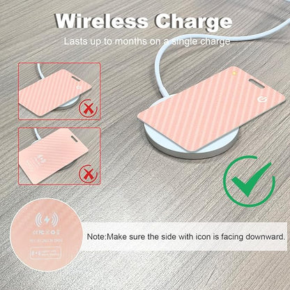 Wallet Tracker Card, Slim Rechargeable Bluetooth Item Locator, Smart Finder Compatible with Apple Find My for Wallet, Luggage, Passport, IP68 Waterproof (iOS Only) (Carbon Fiber Pink)