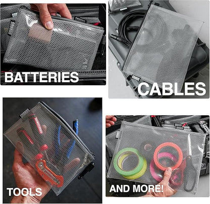 GOBAGS Air Production Small Clear Zipper Pouch (4‑Pack) – Cable Organizer & Travel Gear Bag for Electronics, Camera Accessories, Tool Pouch & Small Tech Storage