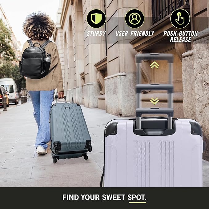 Kenneth Cole REACTION Out of Bounds Lightweight Hardshell 4-Wheel Spinner Luggage, Lavender, 28-Inch Carry On