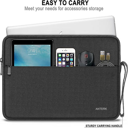 Laptop Sleeve Case, Water Resistant Shockproof Protective Computer Cover Traveling Carrying Bag with Pocket, Portable Laptop Case Compatible for 17 Inch HP, Dell, Lenovo, Lenovo, Acer, Black