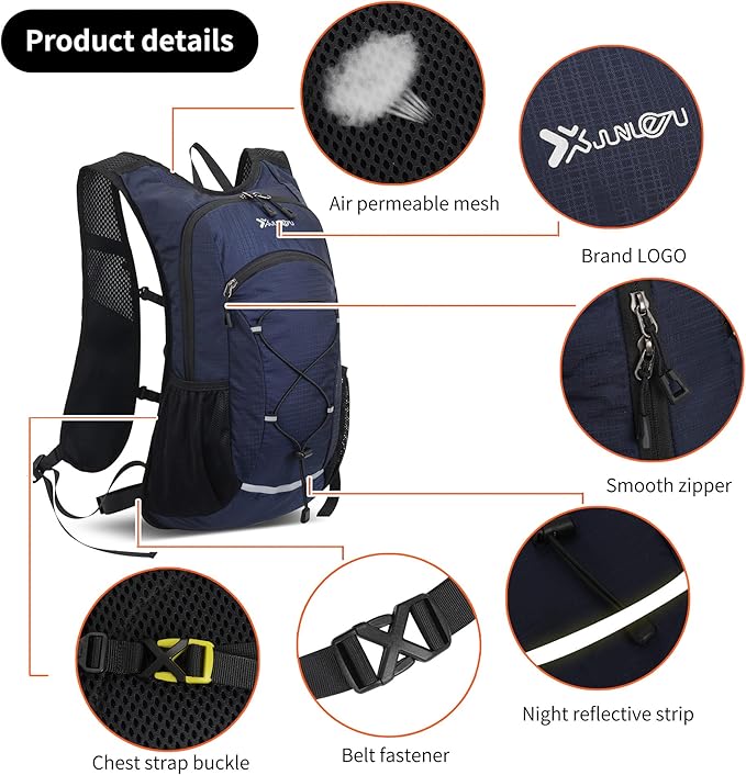 DOJUNS Hiking Backpack Lightweight Travel Backpack 20L Waterproof Hiking Daypacks Camping Backpack for Men Women (Dark Blue)