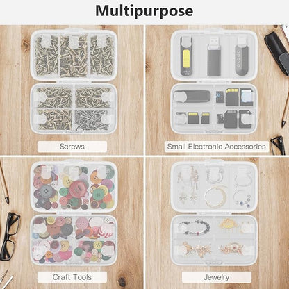 FYY Weekly Pill Organizer with Labels,8 Compartments Travel Daily Pill Case Airtight Moistureproof Large Pill Box to Hold Vitamins, Fish Oil, Supplements,Cotton Swab and Bandages-Clear