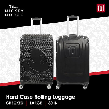 FUL Disney Mickey Mouse 30 Inch Rolling Luggage, Hardshell Suitcase with Spinner Wheels, Black