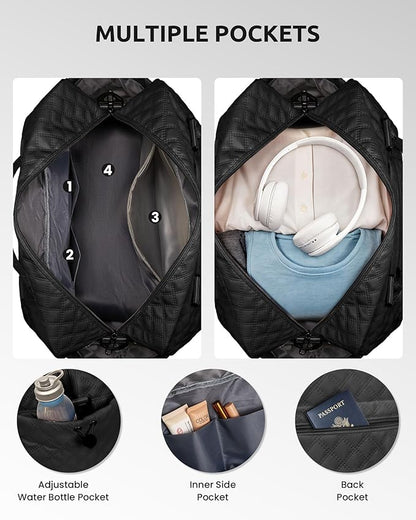 Trendy Gifts for Women-Initial Duffle Bag with Shoe Compartment, Personalized Weekender Bags, Monogram Overnight Bag for Women, Letter Travel Bags with Makeup Pouch (Letter A)