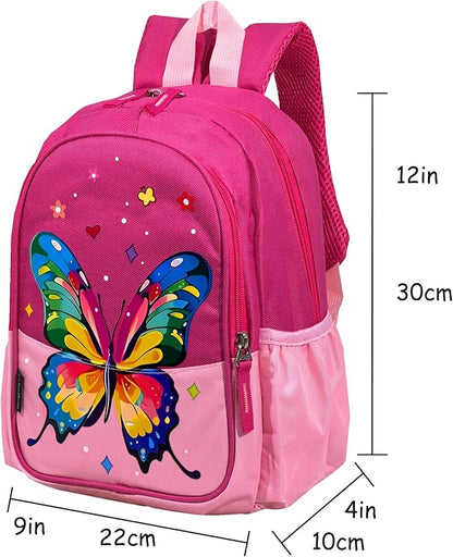 11 inch Kids Small Toddler Preschool Travel Backpack Cool Cute Cartoon Waterproof Daypack（Butterfly Pink）