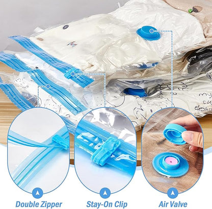 Vacuum Storage Bags with USB Electric Pump, 12 Pack Vacuum Seal Bags for Clothing Travel(4 Large/4 Medium/4 Small), Portable Space Saver Bag for Travel Luggage, Blankets