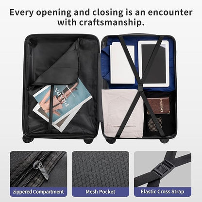 Karl home Luggage Sets 5 Piece, PP Hard Case Suitcase Set with Built-in Lock Spinner Wheels, Lightweight Durable Carry on Luggage for Business Travel - Blue (12/16/20/24/28")