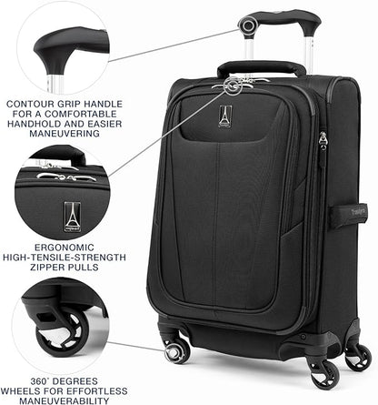 Travelpro Maxlite 5 Softside Expandable Luggage with 4 Spinner Wheels, Lightweight Suitcase, Men and Women