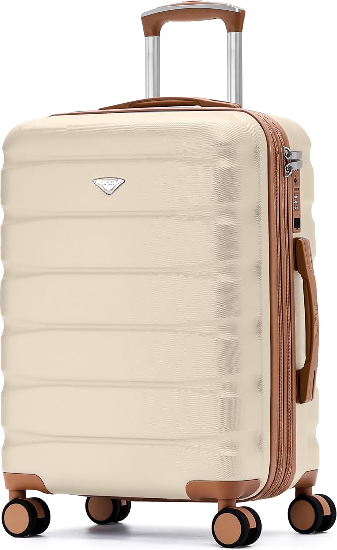Flight Knight 24x16x10 Expandable Carry On Suitcase Hardside TSA Lock USB C Lightweight Luggage Silent Double Spinner Wheels Maximum Overhead Carry-On Bag For Virgin & South West Approved Airlines