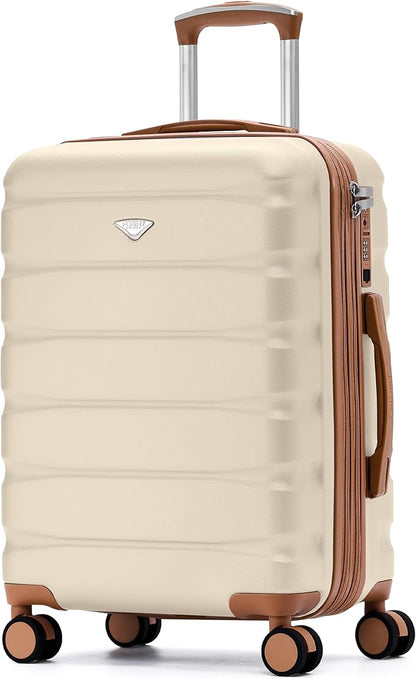 Flight Knight 24x16x10 Expandable Carry On Suitcase Hardside TSA Lock USB C Lightweight Luggage Silent Double Spinner Wheels Maximum Overhead Carry-On Bag For Virgin & South West Approved Airlines