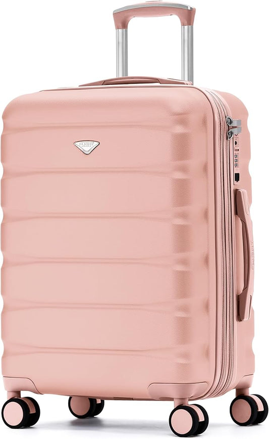 Flight Knight 24x16x10 Expandable Carry On Suitcase Hardside TSA Lock USB C Lightweight Luggage Silent Double Spinner Wheels Maximum Overhead Carry-On Bag For Virgin & South West Approved Airlines