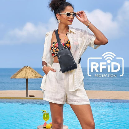INICAT RFID Blocking Sling Bag,Anti Theft Crossbody Bags for Women,Travel Gifts Cross Body Purses Vegan Leather