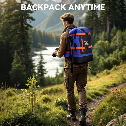 HEETA Dry Bags Waterproof Backpack 40L for Men & Women, Roll Top Heavy Duty Cushioned Hiking Backpack for Kayaking Boating Paddle Boarding Fishing Travel Camping Beach Vacation Cruise Ship Essentials