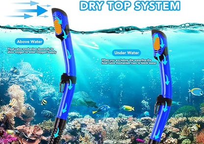 Snorkeling Gear for Adults with Fins Scuba Diving Gear Adult Professional Travel Snorkel Sets with Flippers,Anti-Fog Anti-Leak Diving Mask