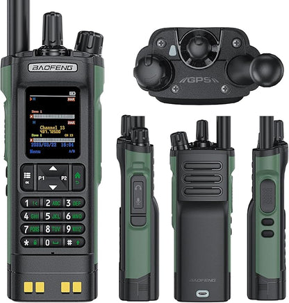 BAOFENG dm32, dmr Radio Handheld USB-C Charging GPS 10W walkie Talkie Long Range,Emergency Rescue & Outdoor Sports dm-32uv Radio (1 Pack Green+Back Clip)