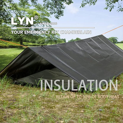 LYN Heavy Duty Emergency Blanket Survival Gear Waterproof Insulated Blanket Emergency Tarp for Camping, Hiking, Bushcraft