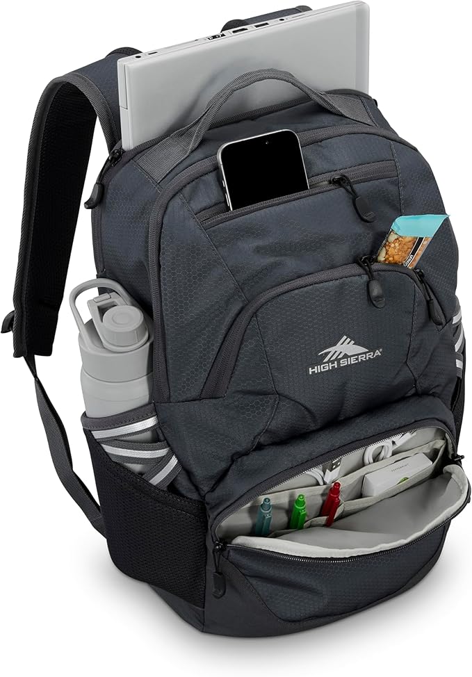 High Sierra Swoop SG Backpack, Travel or Work Laptop Bookbag with Drop Protection Pocket, and Tablet Sleeve, One Size, Mercury