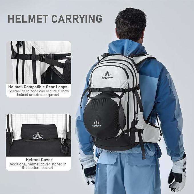 25L Ski Hydration Backpack with 2L Water Bladder, Insulated Harness, Waterproof Snowboard Travel Hiking Backpack for Snowboard Ski Hiking Camping