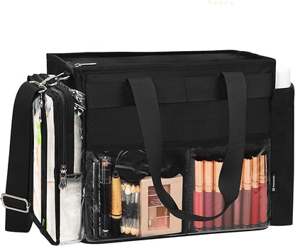 TANTO Travel Makeup Bag Extra Large Makeup Artist Set Bag Cosmetic Organizer Bag Nurse Tote Bags Hair Stylist Travelling Duffle Bag Pro Cosmetic Case with Adjustable Dividers for Makeup Beauty Lover