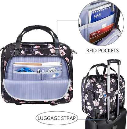 KROSER Rolling Laptop Bag Premium Rolling Laptop Briefcase Computer Bag Fits Up to 15.6 Inch Laptop Overnight Bag with RFID Pockets for Travel/Business/Women