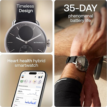 WITHINGS ScanWatch 2 - Hybrid Smart Watch, Heart Rate Monitoring, Fitness Tracker, Cycle Tracker, Sleep Monitoring, GPS Tracker, 30-Day Battery Life, Android & Apple Compatible, HSA/FSA