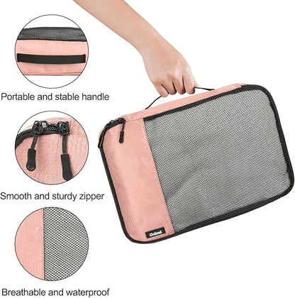 Packing Cubes for Travel Essentials,4 Set Packing Cubes for Suitcases,Lightweight Mesh Luggage Organizer Bag,Meat pink
