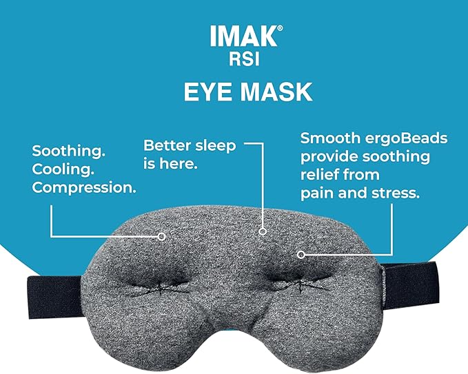 Brownmed IMAK Eye Pillow - Sleep Mask with ErgoBeads for Pain Relief - Cooling & Relaxing Sleep Aid - Grey