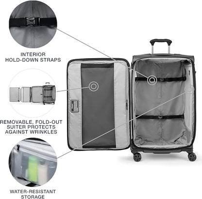 Travelpro Crew Classic Lightweight Softside Expandable Checked Luggage, 8 Wheel Spinner Suitcase, TSA Lock, Men and Women, Checked Large 29-Inch, Titanium Grey