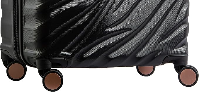 DELSEY PARIS Alexis Durable Luggage Set, Expandable & Lightweight 4-Wheel Spinners, Easy Grip handles for Smooth Journeys, TSA-Lock Incorporated, Men and Women, Black/Rose Gold, 2-Piece Set (21"/29")