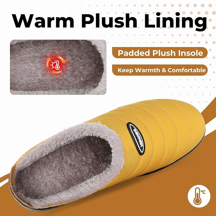 Mishansha Mens Womens House Slippers Warm Fur Lined Winter House Shoes Slip on Cozy Indoor Outdoor Slipper