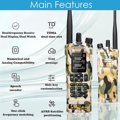 BAOFENG DM32 DMR 10W Long Range Walkie Talkie | Dual Band VHF/UHF | GPS & USB-C Rechargeable | Two Way Radio for Outdoor Hunting Emergency
