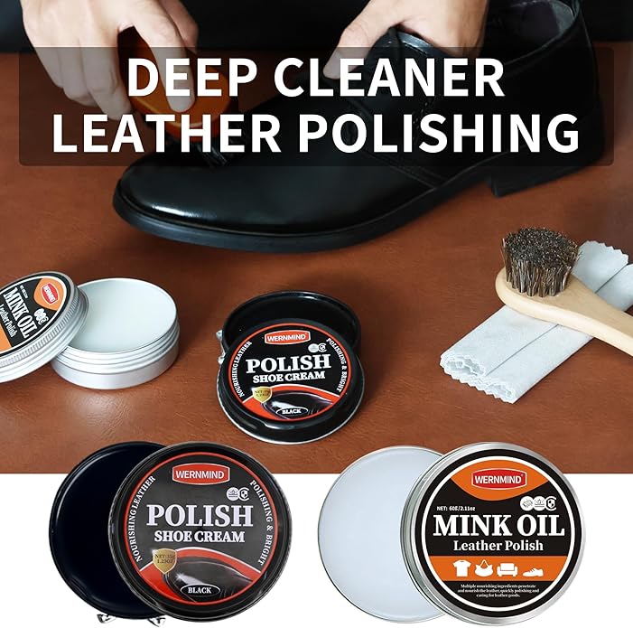 Black Brown Shoe Polish Kit Saddle Soap Mink Oil Leather Boot Shoe Shine Kit Conditioner Cream Wax Care Clearner Set