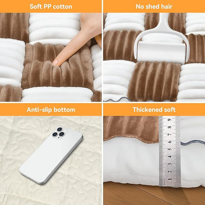 Backseat Dog Bed Non-Slip, Back Seat Pet Mat, Soft and Comfortable Dog Seat Covers for Travel, Pet Car Blanket for Backseat Extender and Seat Covers (Brown&White, 51.2"x24.6")