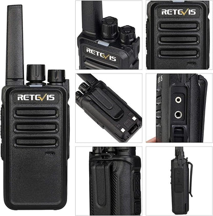 Retevis RT68 Two Way Radios with Earpiece, Heavy Duty Walkie Talkies for Adults, Compact 2 Way Radio Long Range Rechargeable with USB Charging Base, for Restaurant Church Security School (6 Pack)