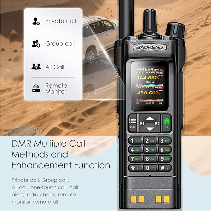 BAOFENG DM32 DMR 10W Long Range Walkie Talkie | Dual Band VHF/UHF | GPS & USB-C Rechargeable | Two Way Radio for Outdoor Hunting Emergency